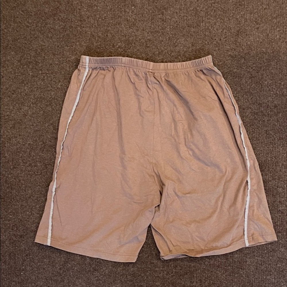 Men's Brown Athletic Shorts with Contrast Side Trim